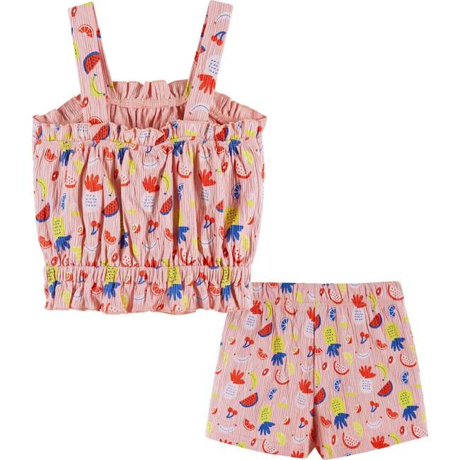 Kids Ruffle Tank & Short Set, Pink Fruit Print - Mixed Apparel Set - 4