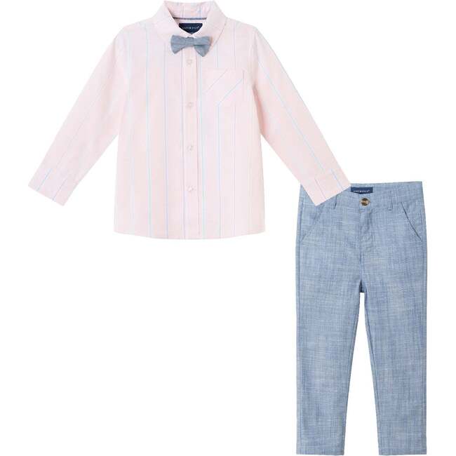 Kids Pink Striped Oxford Buttondown Set, Pink