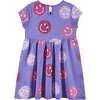 Kids Purple & Pink Jersey Dress, Smiley Print - Dresses - 2
