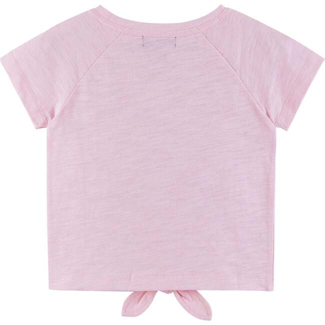 Kids Pink Raglan Sleeve Knot Detail Tee, Fortune Teller Graphic - T-Shirts - 2