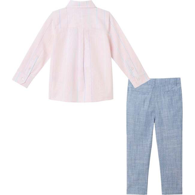 Kids Pink Striped Oxford Buttondown Set, Pink