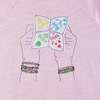 Kids Pink Raglan Sleeve Knot Detail Tee, Fortune Teller Graphic - T-Shirts - 3