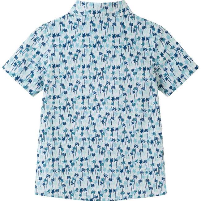 Kids Mini Palms Short Sleeve Buttondown, White - Button Downs - 2