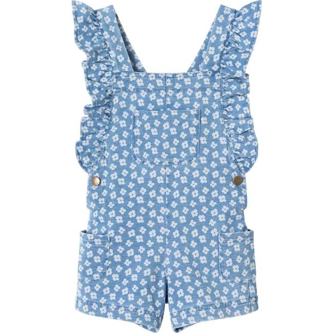 Kids Pink/Oatmeal Striped Tee w/  Neps & Floral Printed Knit Denim Romper, Pink - Mixed Apparel Set - 4