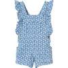Kids Pink/Oatmeal Striped Tee w/  Neps & Floral Printed Knit Denim Romper, Pink - Mixed Apparel Set - 4