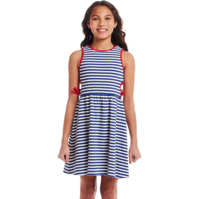 Kids Rib Knit Dress w/ Side Cutout Details, Multi Striped - Dresses - 6