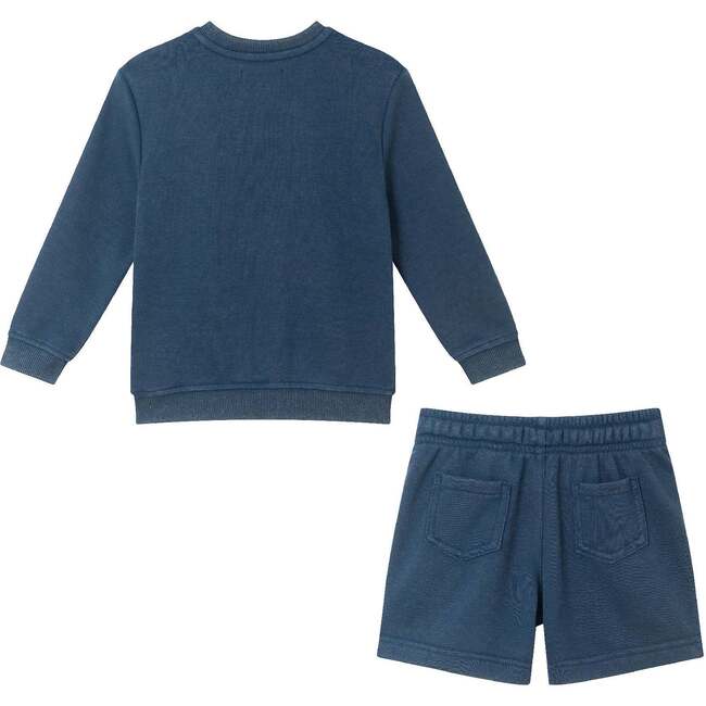 Kids Long Sleeve Crew & Short Sweat Set, Navy - Mixed Apparel Set - 2