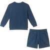 Kids Long Sleeve Crew & Short Sweat Set, Navy - Mixed Apparel Set - 2