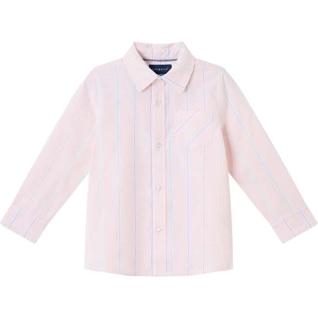 Kids Pink Striped Oxford Buttondown Set, Pink - Mixed Apparel Set - 4