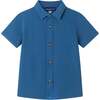 Kids Linen Buttonfront Shirt, Blue - Button Downs - 1 - thumbnail