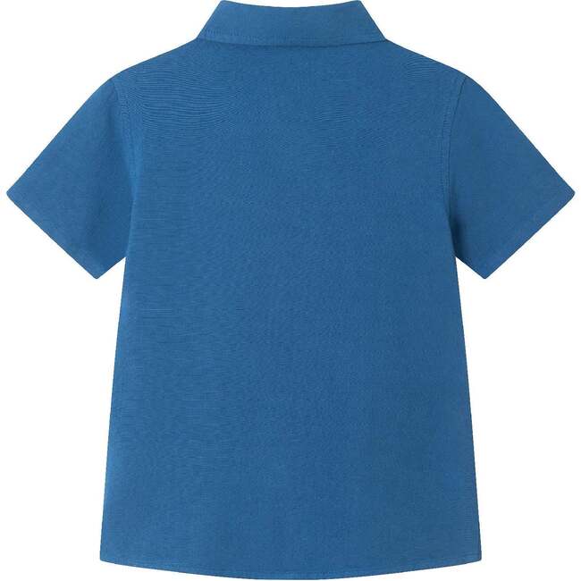 Kids Linen Buttonfront Shirt, Blue - Button Downs - 2