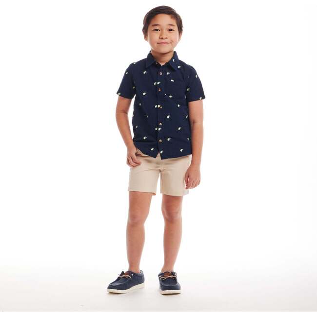Kids Limes Seersucker Short Sleeve Buttondown Set, Navy - Mixed Apparel Set - 2