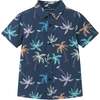 Kids Knit Gauze Buttondown, Navy Palm - Button Downs - 1 - thumbnail