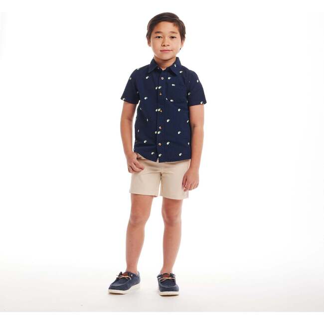 Kids Limes Seersucker Short Sleeve Buttondown Set, Navy - Mixed Apparel Set - 3
