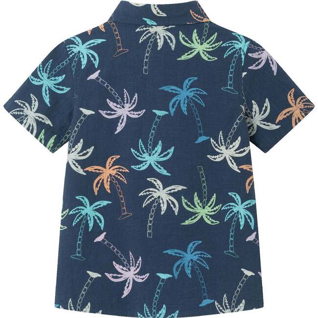 Kids Knit Gauze Buttondown, Navy Palm - Button Downs - 2