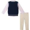 Kids Light Navy Sweater Vest Oxford Buttondown Shirt, Bowtie & Khaki Pant Set, Navy - Mixed Apparel Set - 2
