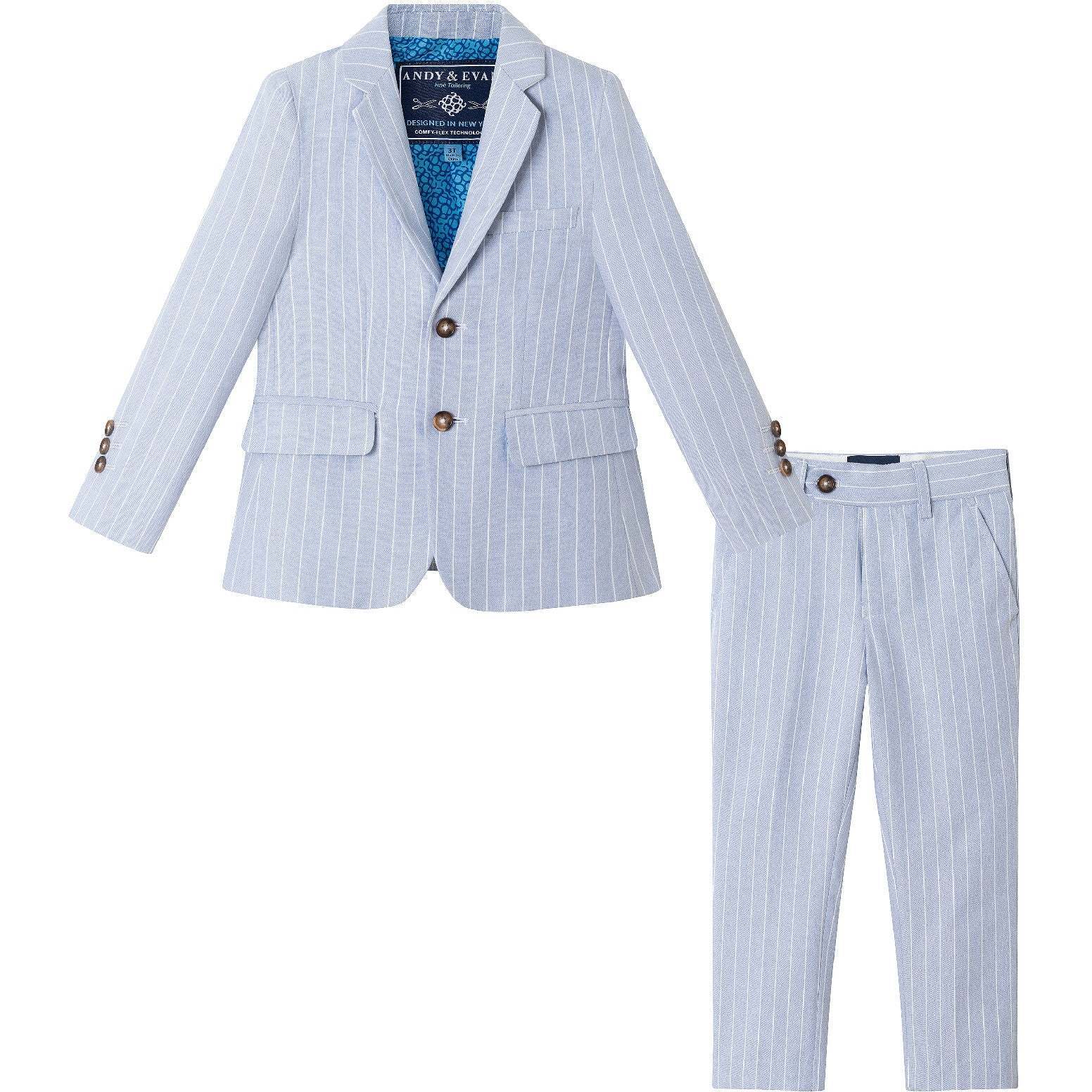 Kids Chambray w/White Stripes Suit Set, Chambray - Suits & Separates - 1