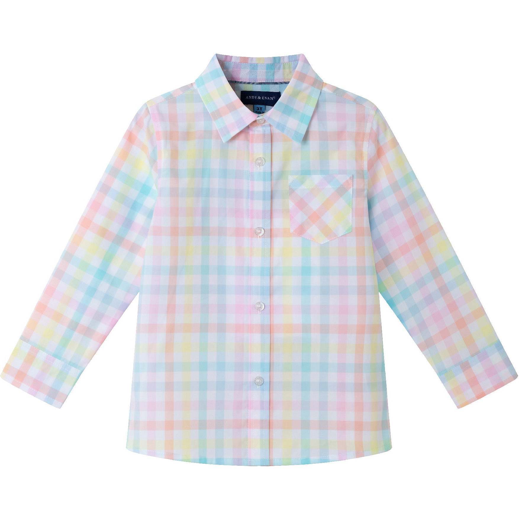 Kids Bright Pastel Multi Check Buttondown, Multicolor - Button Downs - 1