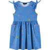 Kids Blue Printed Jersey Dress, Hearts & Sunshine - Dresses - 1 - thumbnail