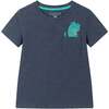 Kids  Slubbed Dino Pocket Tee W/ Foil Glasses, Navy - T-Shirts - 1 - thumbnail