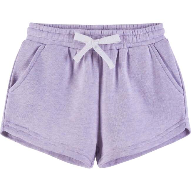 Kids French Terry Sweatshirt & Short Set w/ Heart Rubber Patch, Purple - Mixed Apparel Set - 4