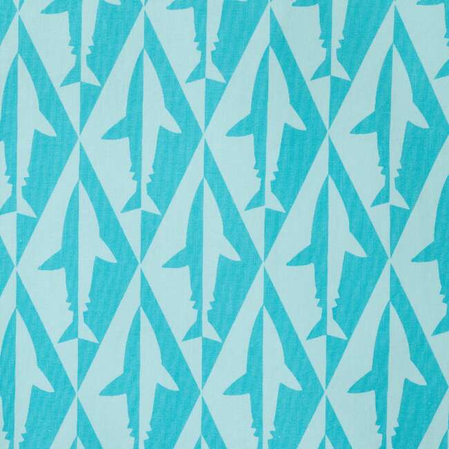 Kids Geo Shark Short Sleeve Buttondown, Aqua - Button Downs - 4