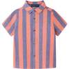 Kids 2-Piece Striped Buttondown Set, Coral & Blue - Mixed Apparel Set - 3