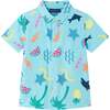 Kids 2-Piece Fun Print Matching Buttondown Set, Light Blue - Mixed Apparel Set - 3