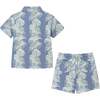 Kids 2-Piece  Stripe Palm Buttondown Set, Blue - Mixed Apparel Set - 2