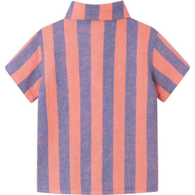 Kids 2-Piece Striped Buttondown Set, Coral & Blue - Mixed Apparel Set - 4
