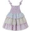 Kids Color Blocked Floral Tiered Dress, Clr Blck - Dresses - 1 - thumbnail