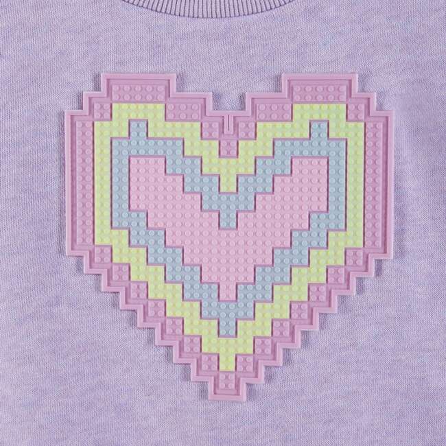 Kids French Terry Sweatshirt & Short Set w/ Heart Rubber Patch, Purple - Mixed Apparel Set - 5