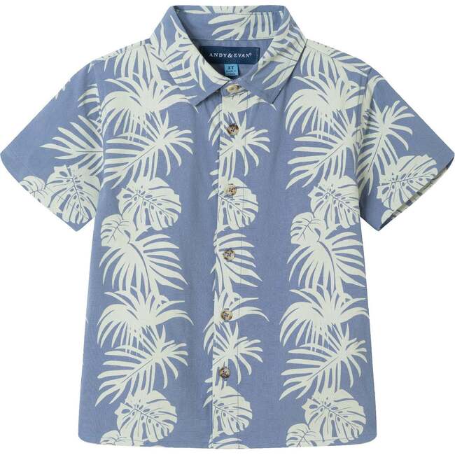 Kids 2-Piece  Stripe Palm Buttondown Set, Blue - Mixed Apparel Set - 3