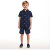 Kids  Limes Seersucker Matching Short Sleeve Buttondown & Short Set, Navy - Mixed Apparel Set - 2