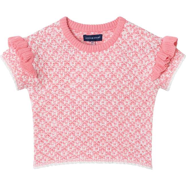 Kids Crochet Top & Short Set, Pink Houndstooth - Mixed Apparel Set - 3