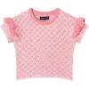 Kids Crochet Top & Short Set, Pink Houndstooth - Mixed Apparel Set - 3
