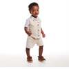 Infant Short Sleeve Buttondown Bowtie Vest Set, Beige - Mixed Apparel Set - 2