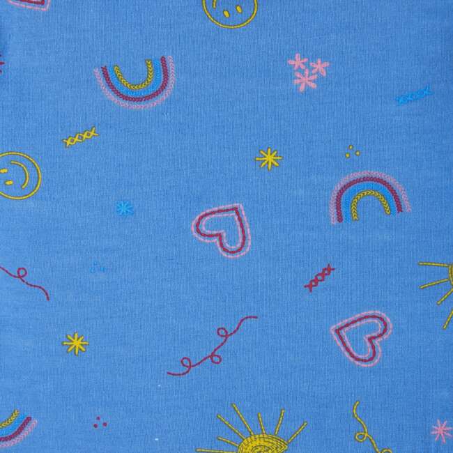 Kids Blue Printed Jersey Dress, Hearts & Sunshine - Dresses - 5