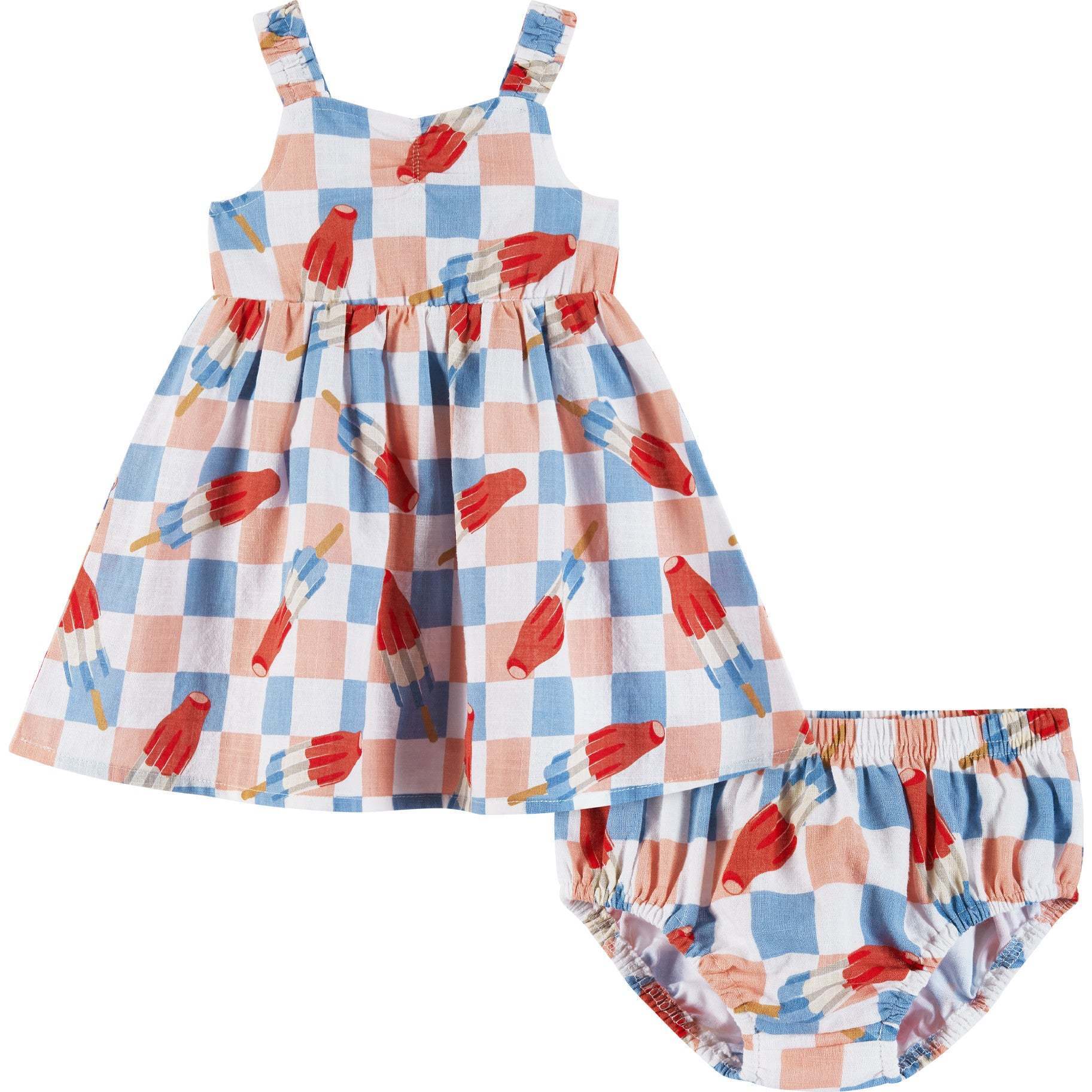 Infant Printed Linen Dress & Bloomer, Rocket Pop - Dresses - 1