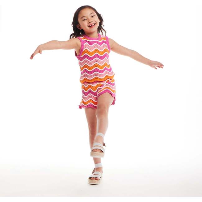 Kids Crochet Scallop Top & Short Set, Rainbow - Mixed Apparel Set - 4