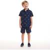 Kids  Limes Seersucker Matching Short Sleeve Buttondown & Short Set, Navy - Mixed Apparel Set - 3