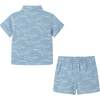 Infant Shark Print Buttondown Set, Blue - Mixed Apparel Set - 2