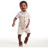 Infant Short Sleeve Buttondown Bowtie Vest Set, Beige - Mixed Apparel Set - 3