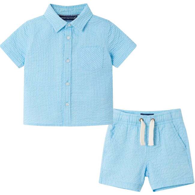 Infant Buttondown & Short Set, Bel Air Blue