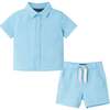 Infant Buttondown & Short Set, Bel Air Blue - Mixed Apparel Set - 1 - thumbnail