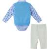 Infant Mid Blue Sweater Vest Buttondown Shirt, Bowtie & Light Grey Pant Set, Mid Blue - Mixed Apparel Set - 2