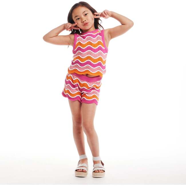 Kids Crochet Scallop Top & Short Set, Rainbow - Mixed Apparel Set - 5