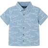Infant Shark Print Buttondown Set, Blue - Mixed Apparel Set - 3