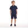 Kids  Limes Seersucker Matching Short Sleeve Buttondown & Short Set, Navy - Mixed Apparel Set - 4