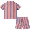 Infant Coral & Blue Striped Buttondown Set - Mixed Apparel Set - 2